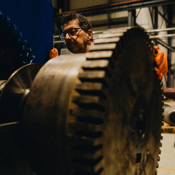 Traction motor being rebuilt